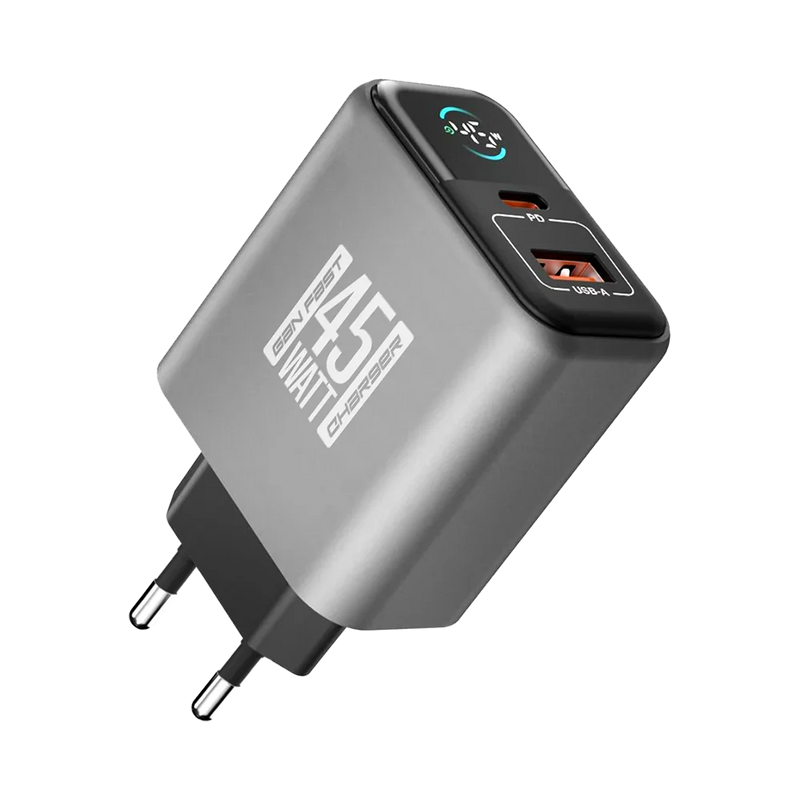 Login L-414 Thunder Bolt 45W GaN fast charger for Samsung and Android phones in Pakistan