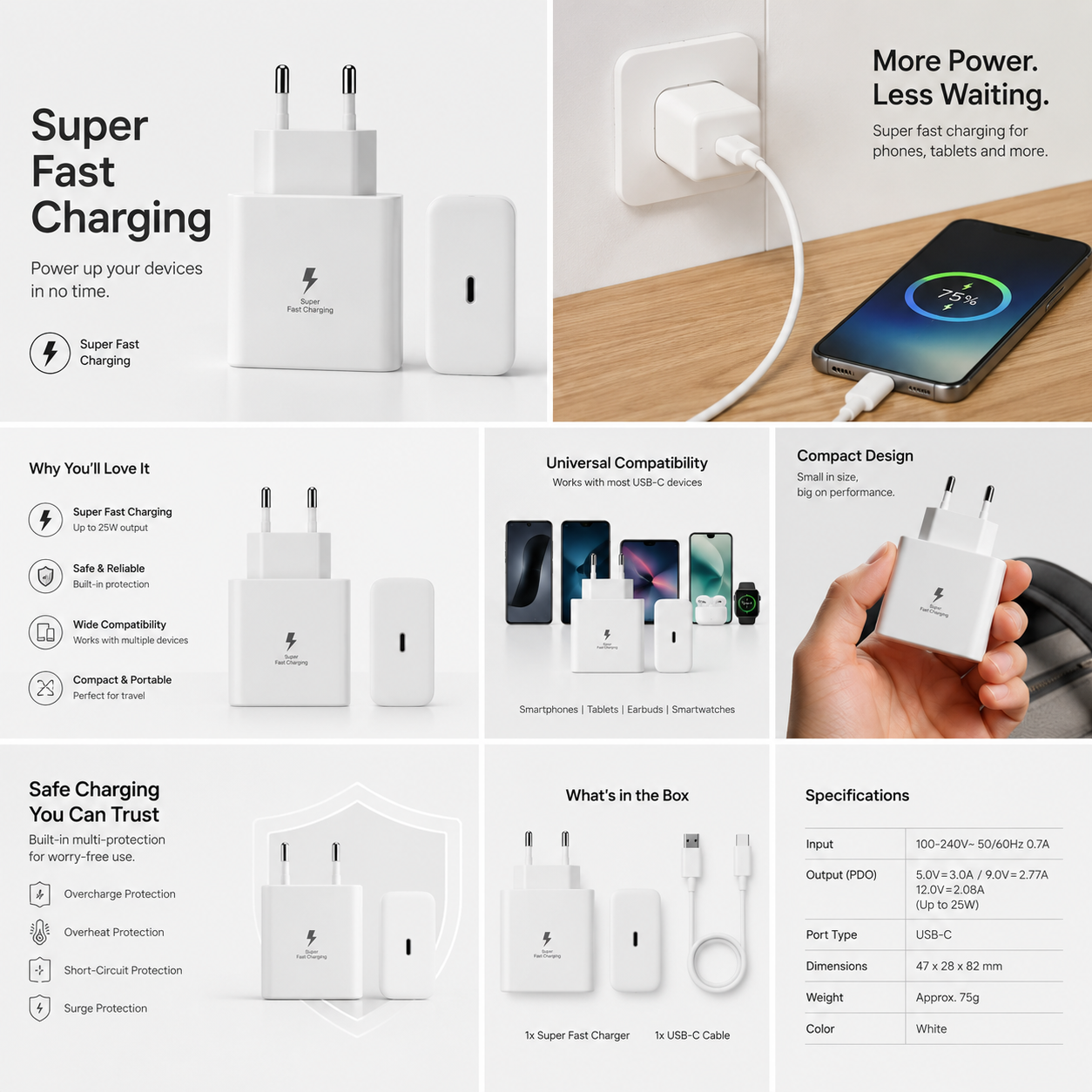 Samsung 25W Super Fast Charging USB-C Wall Adapter (EU Plug)