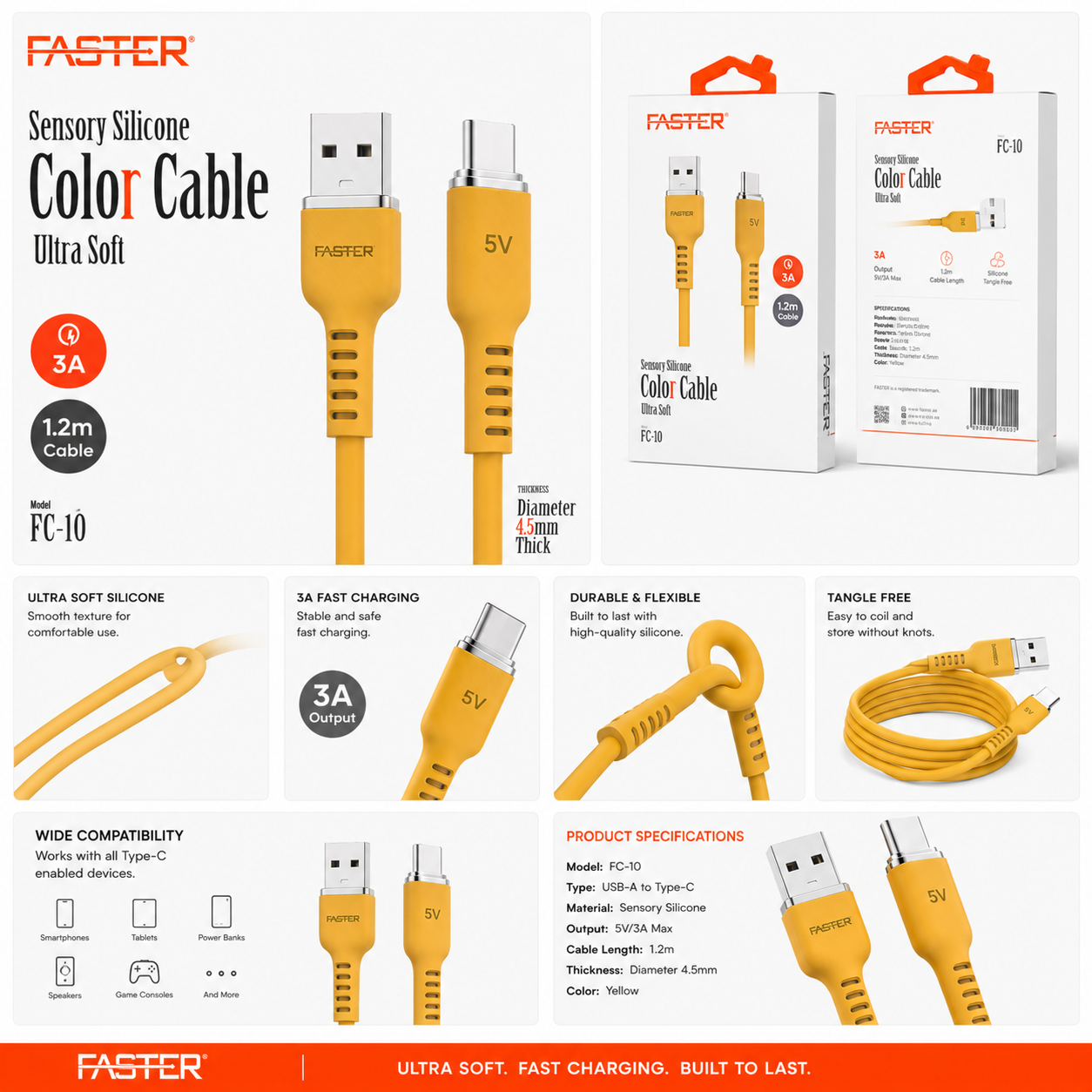 Faster FC-10 Sensory Silicone Color Cable Typc