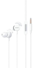 Faster J10 sport wired earphones with ear hook wing tips, white