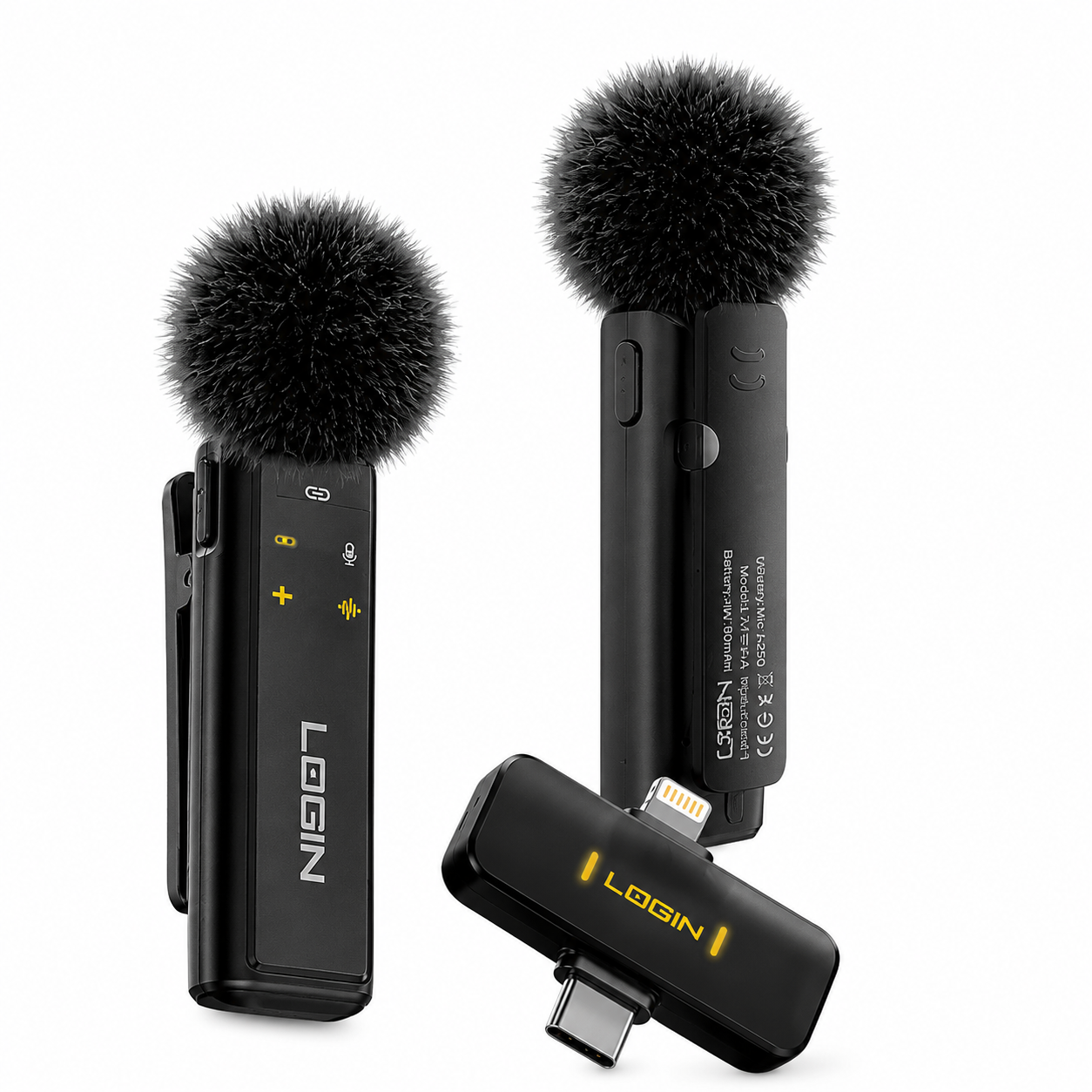 Login L-250 Dual Wireless Micron Microphone USB-C & Lightning