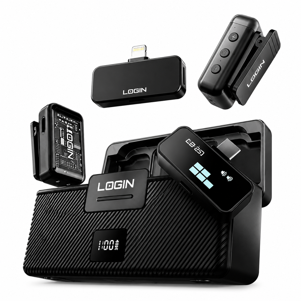 Login L-251 Dual Wireless Microphone with Charging Case