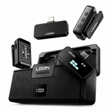 Login L-251 Dual Wireless Microphone for iPhone with LCD Charging Case, Lightning