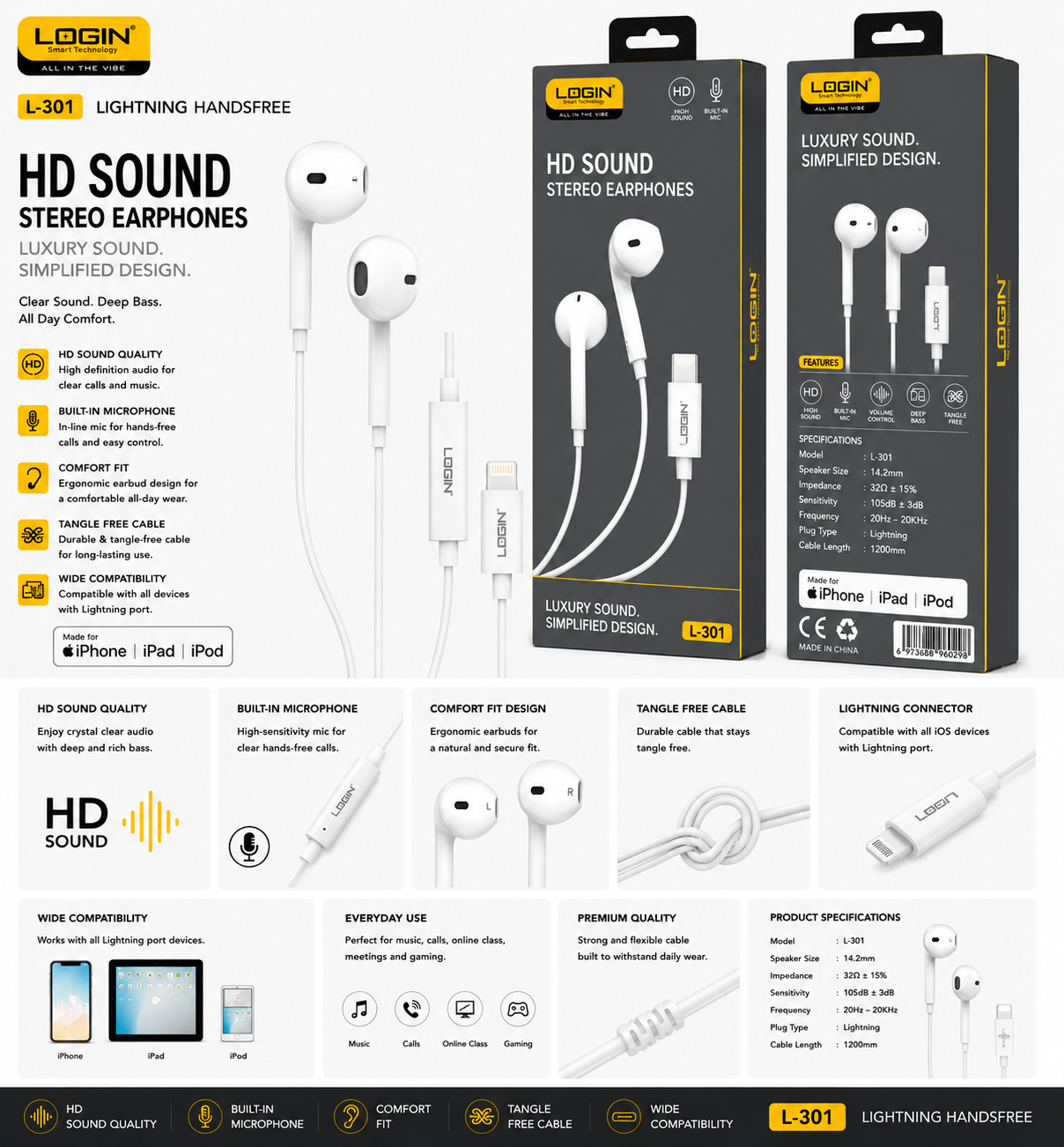 Login Cleon L-301 Lightning Wired Earphones