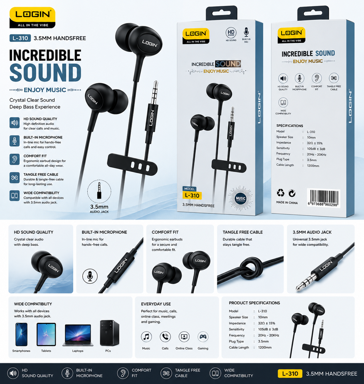 Login L-310 Music Wired Earphones
