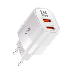 Login L-402 Dual USB Auto-ID Charger, 2.4A / 12W