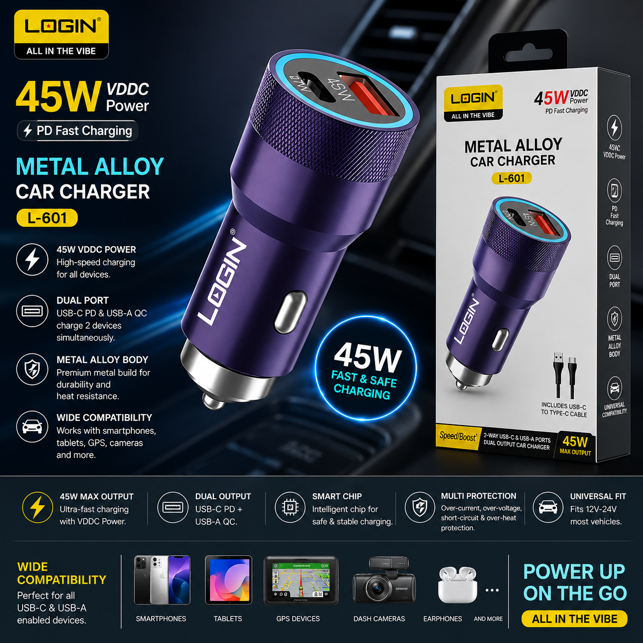 L-601 RapidLink 45W Car Charger