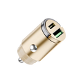 Login L-602 30W mini metal car charger with cable, gold