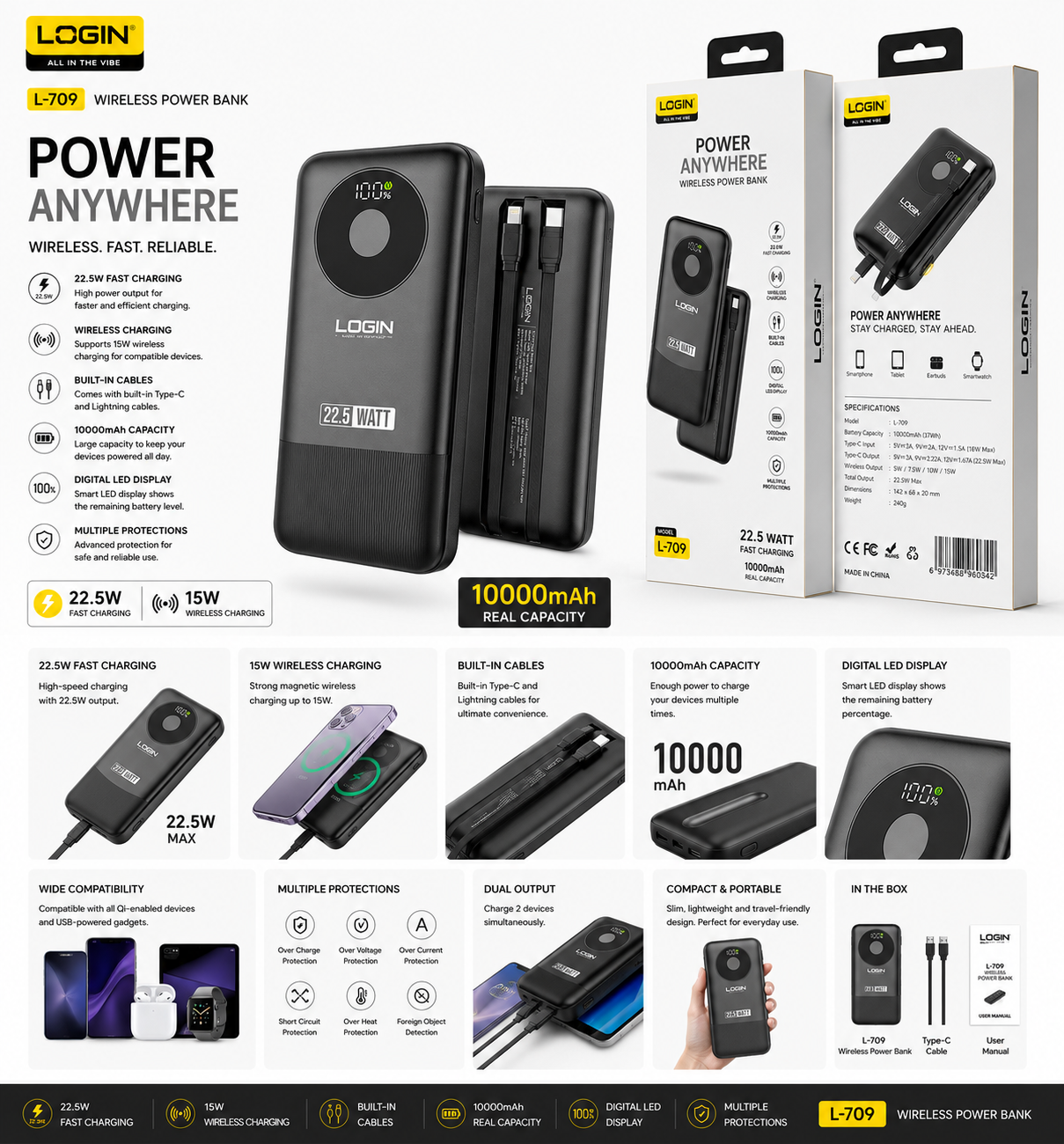 Login L-709 Voltra Powerbank 10000mAh