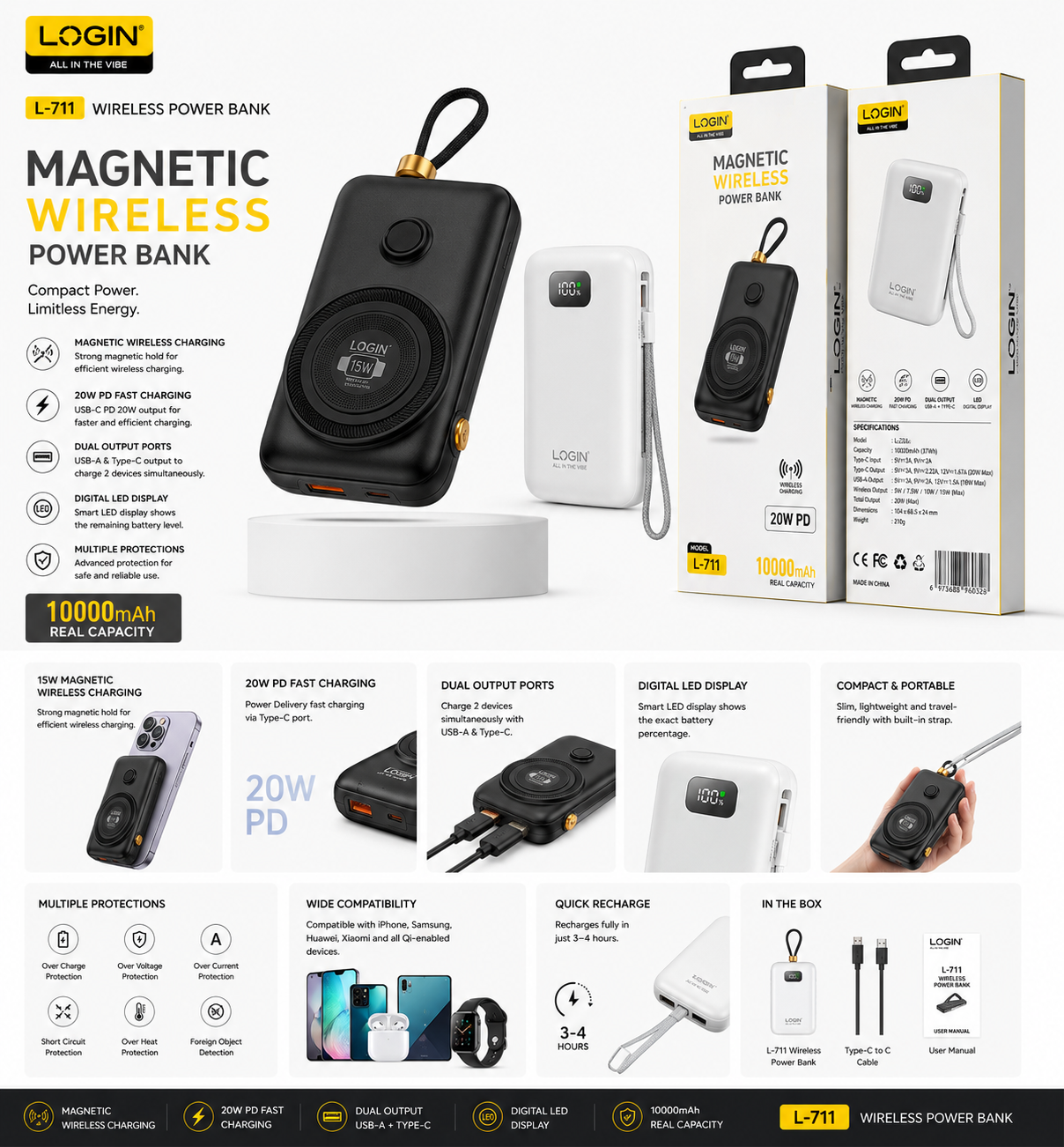 Login L-711 Powerbank 10000mAh