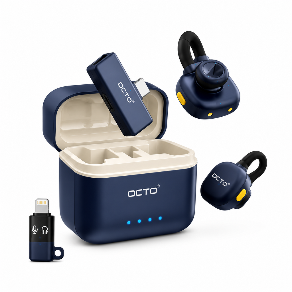 OCTO OC-WM005 Pro Series Duo Wireless Microphone ANC with Charging Case