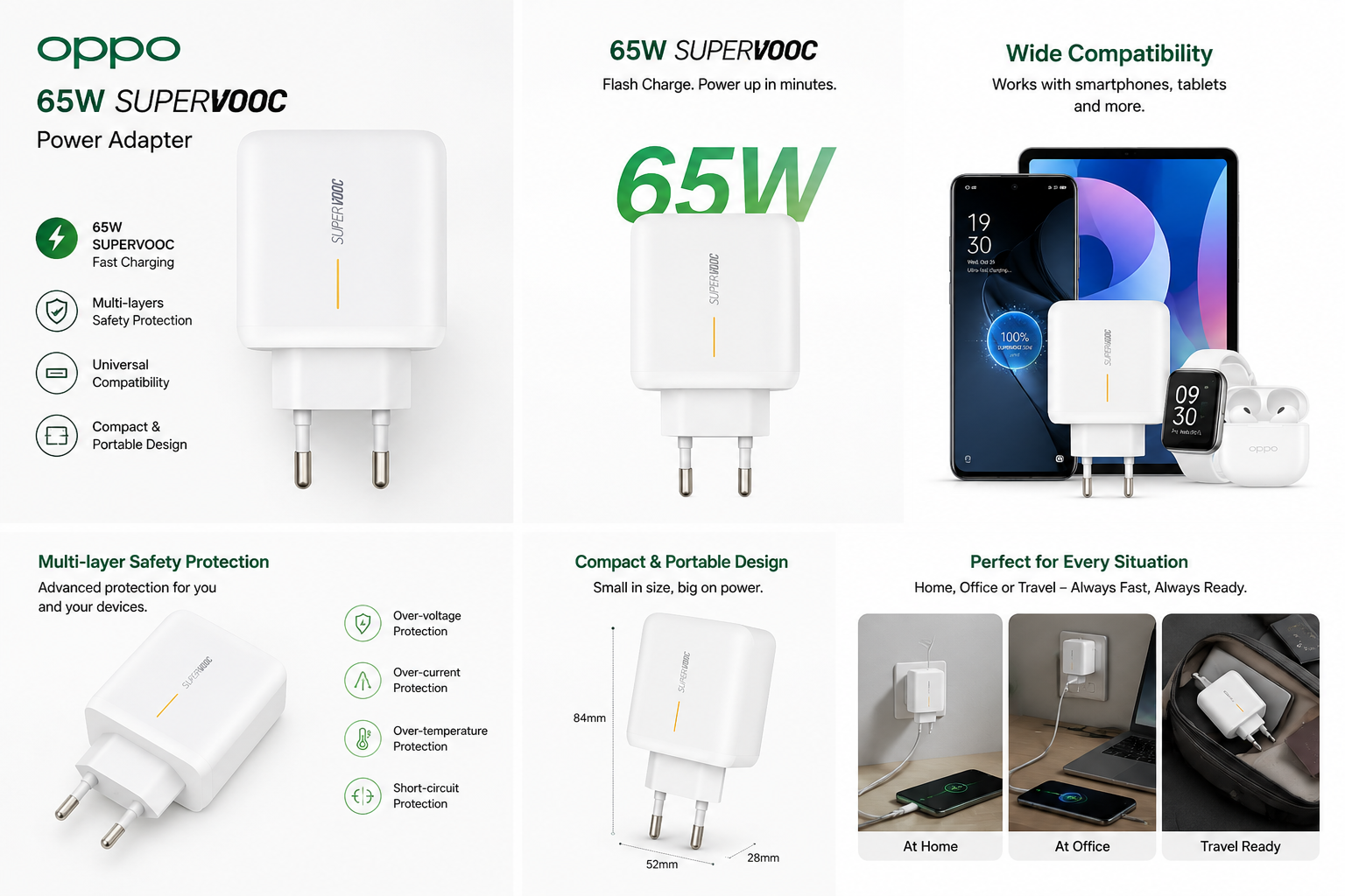OPPO 65W SuperVOOC Flash Charger - EU Wall Adapter