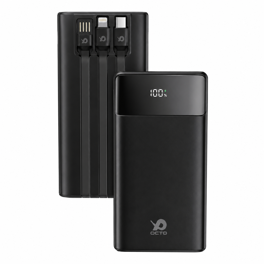 OCTO Pulse OC-PB007 20000mAh power bank with retractable cables