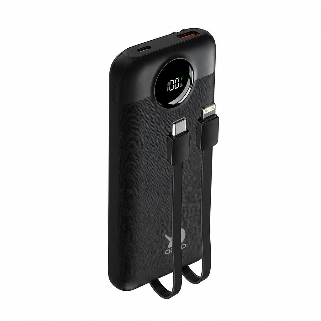 OCTO Wave OC-PB014 10000mAh power bank with built-in Type-C and Lightning cables
